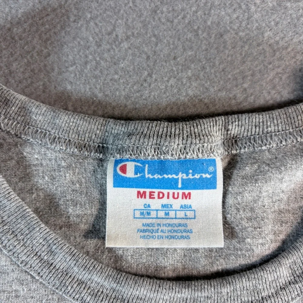 Champion Mens Gray Graphic Big Logo Short Sleeve T-Shirt Size Medium - Picture 3 of 5